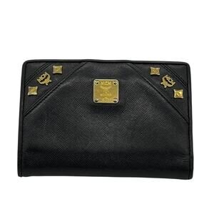 MCM LEATHER CHARM KISSLOCK BI-FOLD WALLET*Calf skin leather*with COA